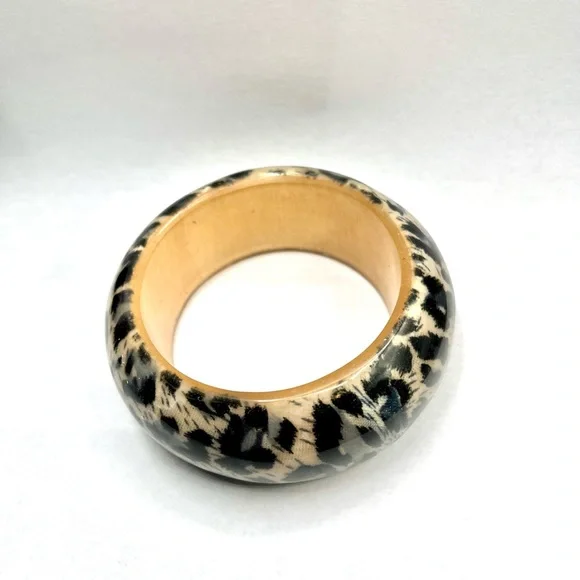 Chunky Cheetah Bangle Bracelet Thick Statement - Picture 2 of 2